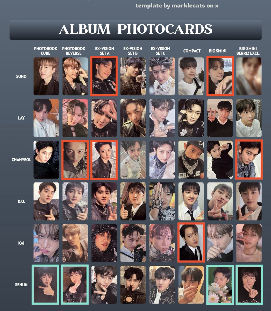 엑소 포카 교환 저: ❤️ 님: 🩵 포카 교환 디오 카이 찬열 수호 세훈