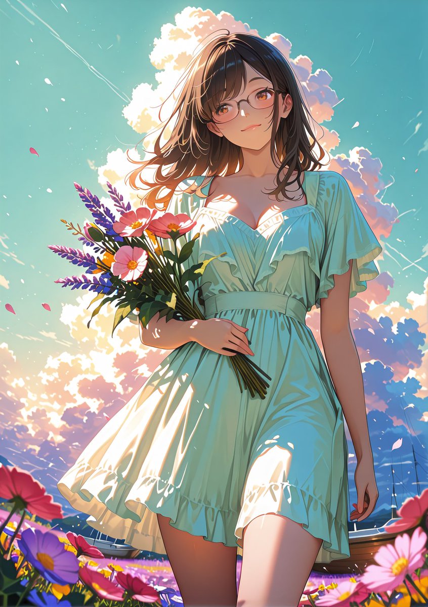 お花畑の真ん中で、ちょっと深呼吸🌸✨ 風に揺れる花たちみたいに、心