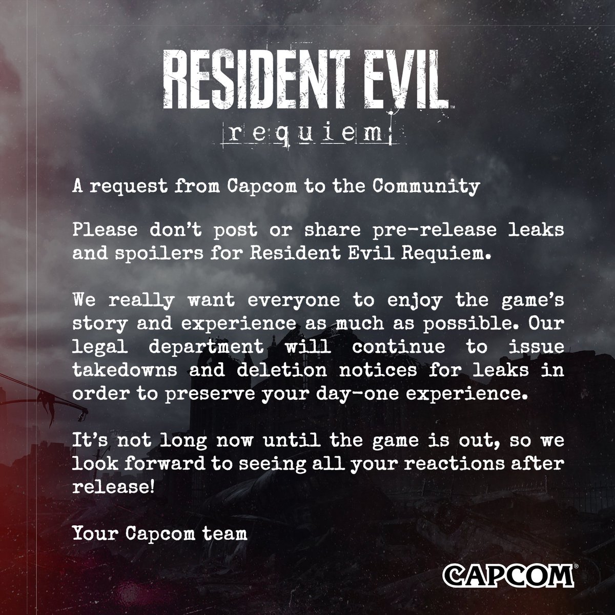 A message to the Resident Evil community
