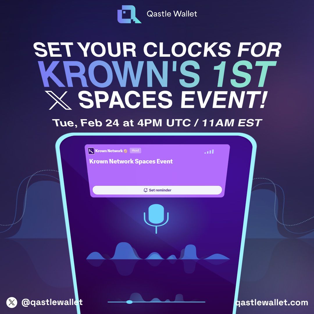 🔐 Qastle is part of the conversation.
Join @krownnetwork’s first Spaces to hear about:
📱 Wallet growth
🔒 Quantum-secure key protection with <a href="/QEM_Corp/">Quantum eMotion</a>
🎟️ Bitcoin 2026 presence
⚽ Sponsorship visibility
Tuesday Feb 24 | 10AM CST
Listen live 👇
x.com/i/status/20244…
<a href="/KROWNCEO/">James Stephens</a>