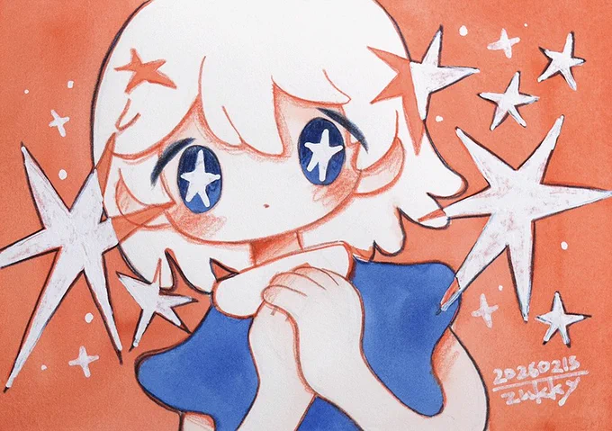 今週の落書き A5(210×148mm) 水彩紙、透明水彩、色鉛筆、修正ペン
