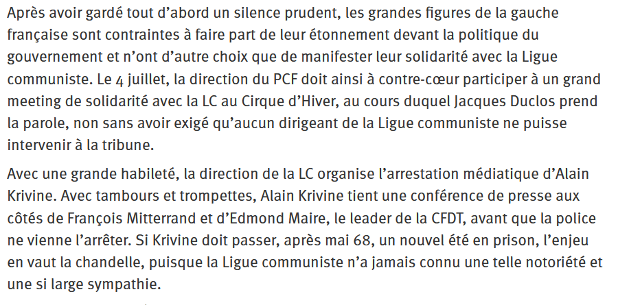 Les dirigeants actuels du PS et du PCF sont indignes de l'histoire de leurs propres partis. En juin 1973, la Ligue communiste est dissoute suite à son attaque (aux 100aines de molotovs) d'un meeting fasciste à la Mutualité. Mais c'est alors toute la gauche qui fait front commun.