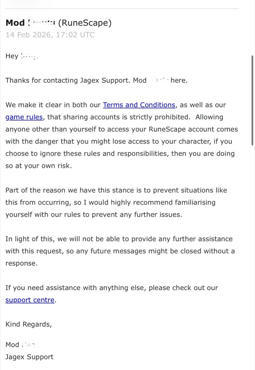 OSRS_BenJ's tweet photo. @JagexSupport 
My account was hijacked nearly a year a go, after months of trying, some acknowledgement of me being the owner was received. Since then the account has been banned for ‘sharing’. Please look into this, i am the owner. The contested access was the hijacker! #osrs https://t.co/2z7GtfdiFC