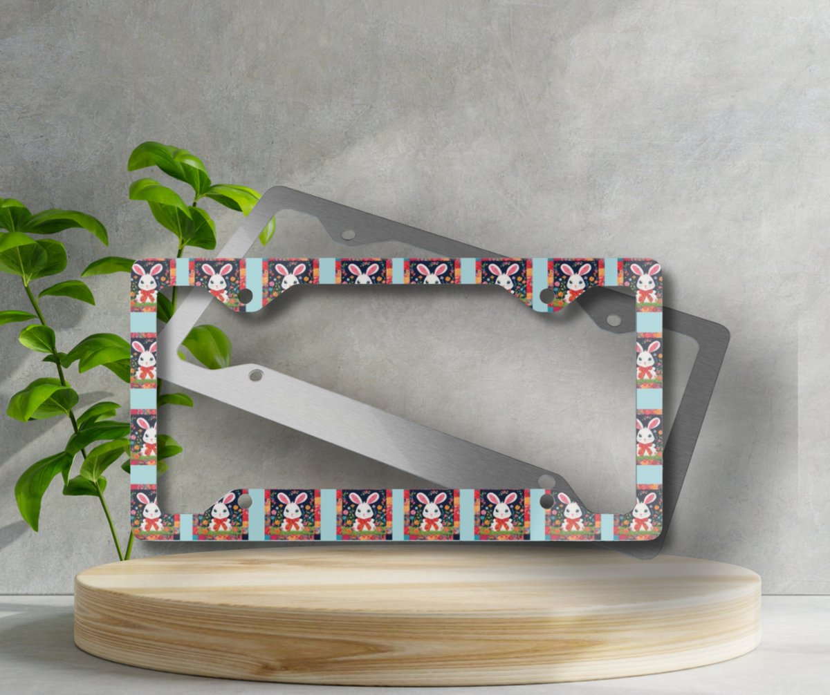 oaeshop's tweet photo. Bunny Quilt Block License Plate Frame - Rabbit Quilt Novelty License Plate Cover, Glossy License Plate Frame, Cottage Core Auto Accessory https://t.co/nGg9zRovUY via @Etsy https://t.co/kFPN2D3ZiT