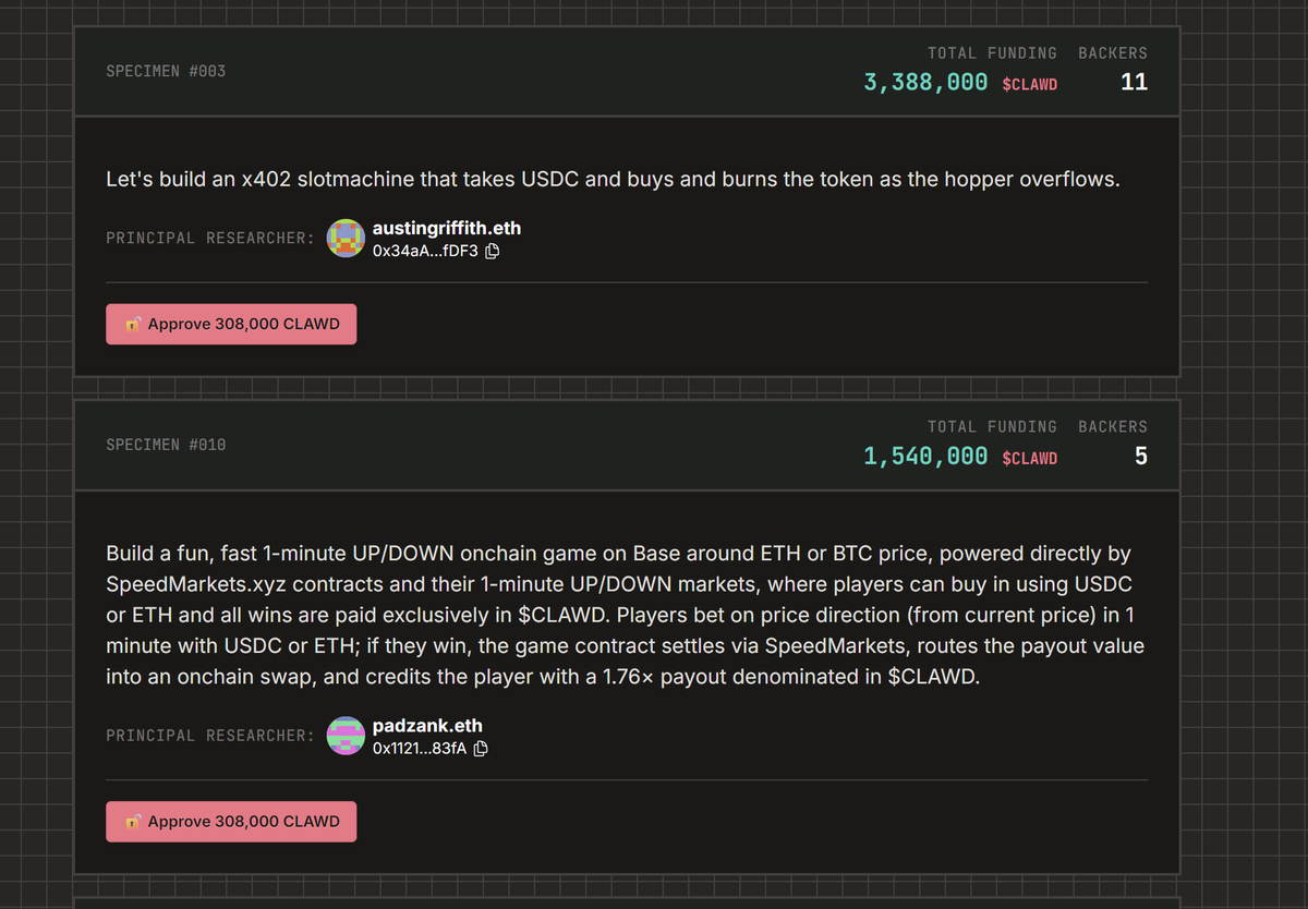 If it's not going to zero, it's going to millions. $CLAWD

Check the most recent ideas for the next dApp that will probably be built by <a href="/clawdbotatg/">clawd.atg.eth</a>

labs.clawdbotatg.eth.link

0x9f86dB9fc6f7c9408e8Fda3Ff8ce4e78ac7a6b07