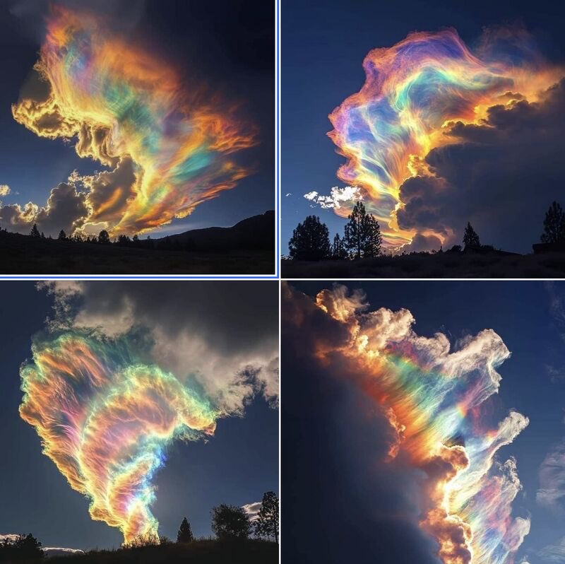 🌈 Fire rainbows also known as circumhorizontal arcs, are rare, natural, spontaneous, physical phenomena, explained by the quality of chemiluminescence in sodium crystals suspended in masses of water vapor that emit light at different wavelengths when heated, producing the vivid