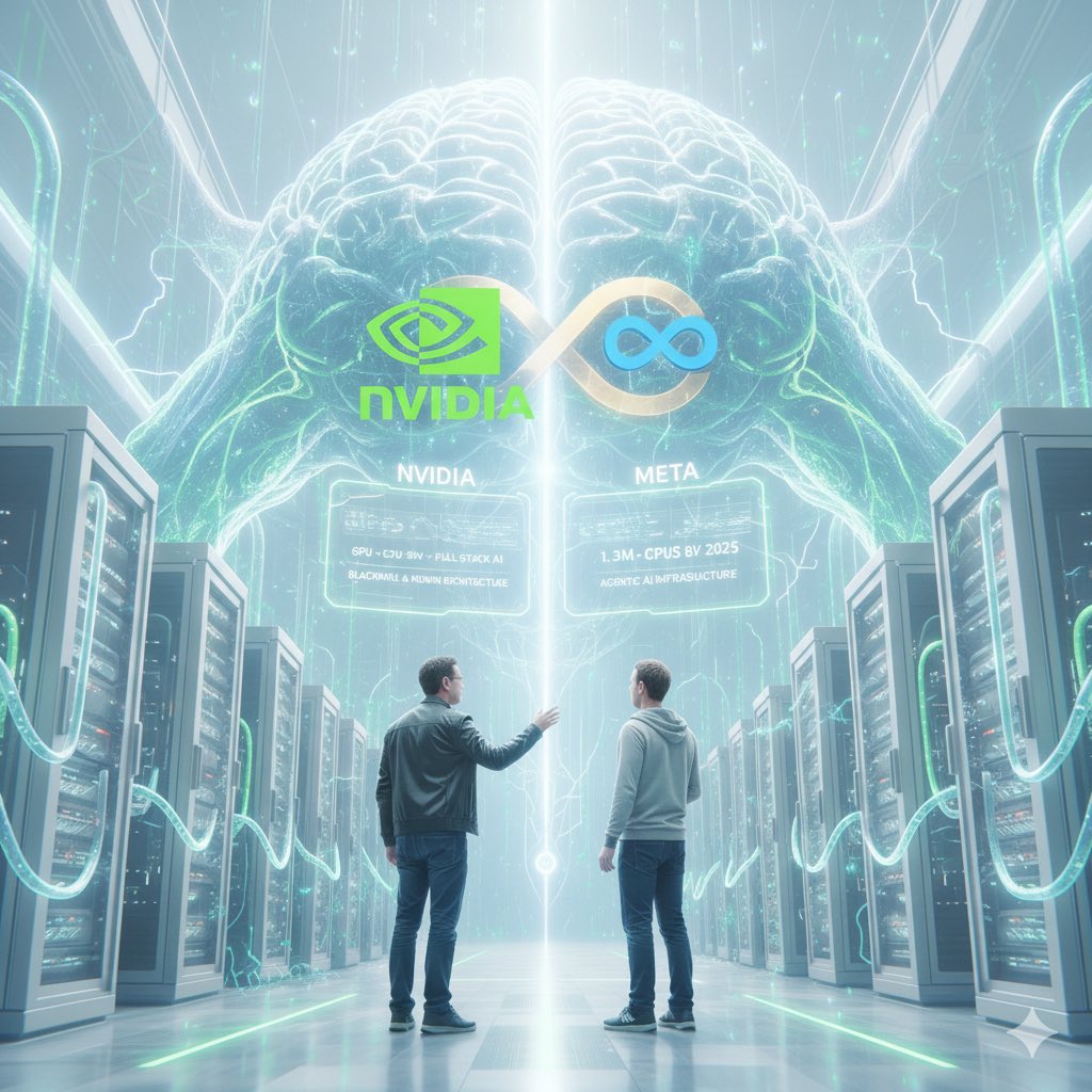 bidon_games's tweet photo. If you thought the AI hype was peaking, think again. 📈
Nvidia and Meta just leveled up their partnership to build the backbone of the "Agentic AI" era. We’re moving from training models to running a world of autonomous agents.
Hardware is the new software. 💻🔥 #ArtificialIntelligence #Nvidia #FutureTech