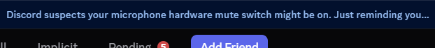 wawley_'s tweet image. "discord suspects your microphone hardware mute switch might be on. just reminding you..."

TRANSLATING:

PLEASE use our "mute" button so isreal can keep listening to you 🥺🥺🥺