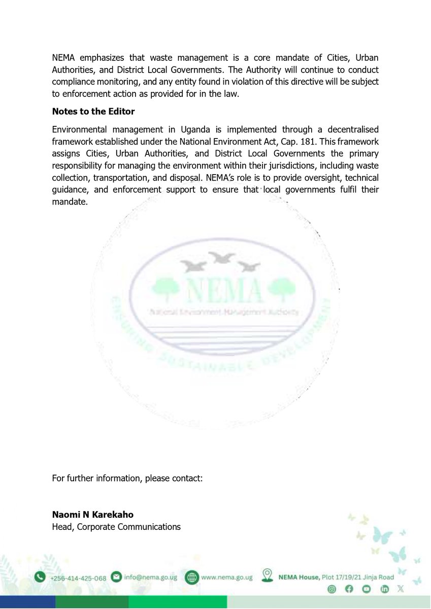 National Environment Management Authority (NEMA) tweet media