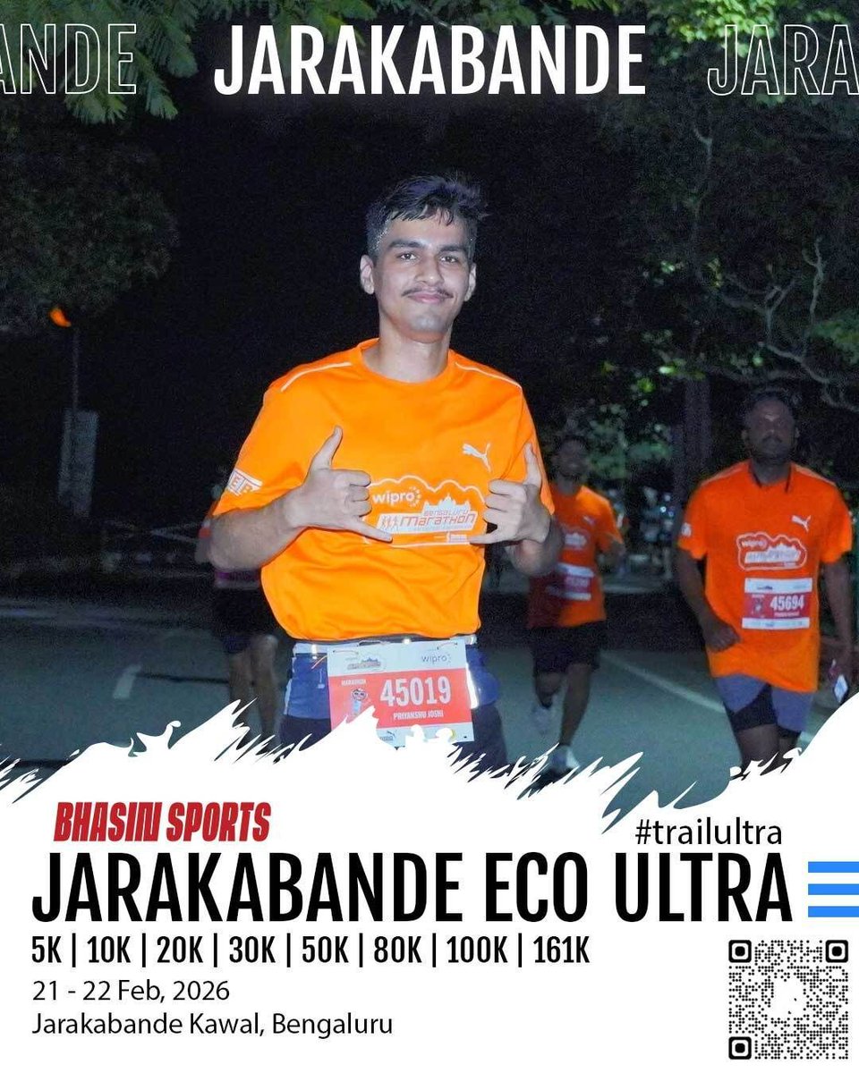 Jarakabande Eco Ultra is calling. 🌿🏃‍♂️
21–22 Feb at the wild and beautiful Jarakabande Kaval Forest.
Choose your challenge: 5K | 10K | 20K | 30K | 50K | 80K | 100K | 161K
From first-timers to ultra beasts, this is where you run with nature. 🔥🌲 

#JarakabandeEcoUltra