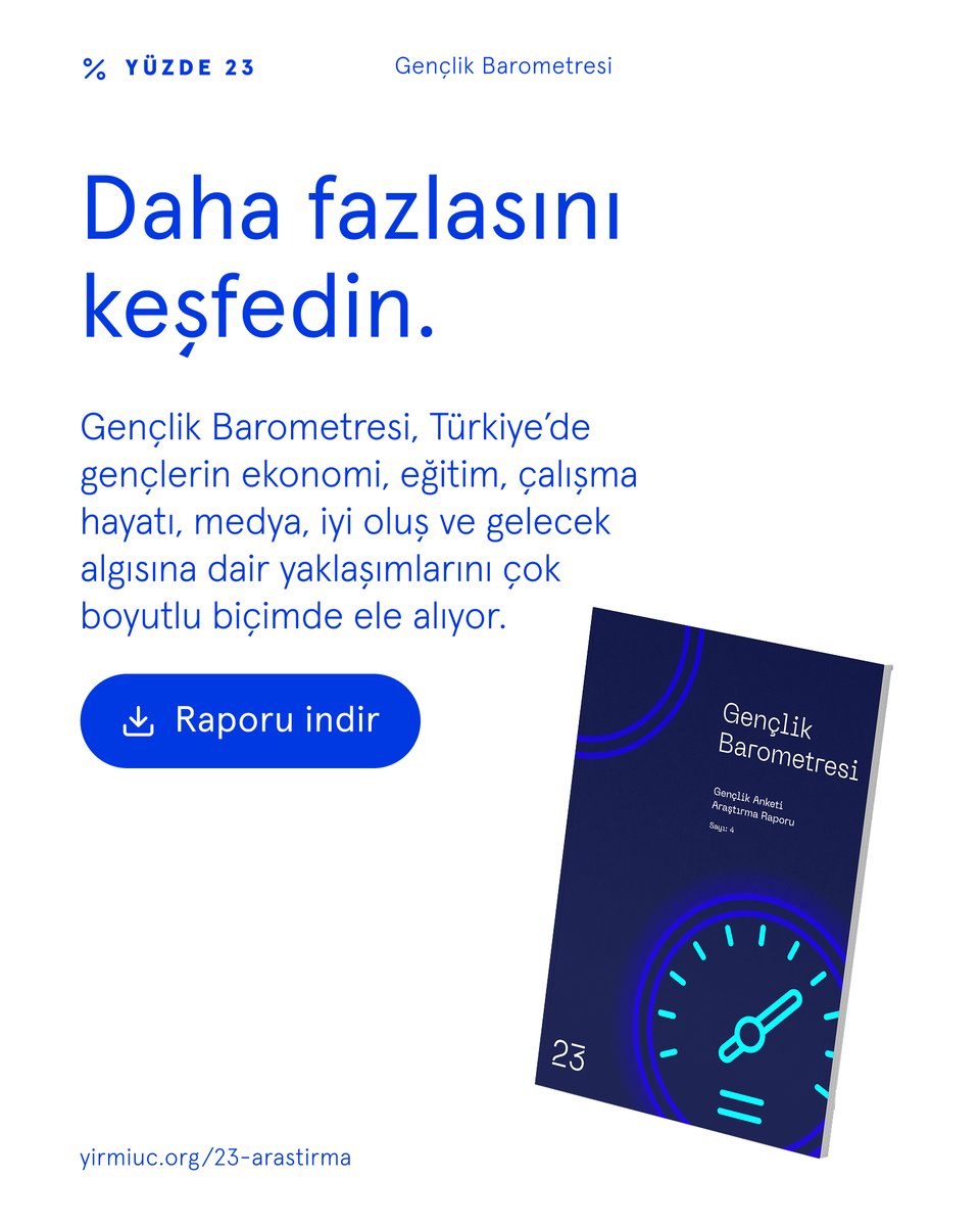 Sizce gelecekte hangi beceriler ve yetkinlikler öne çıkacak? 

23 Gençlik Barometresi'ne ulaşmak için — yirmiuc.org/23-arastirma/ 🔍

#23Vakfı #GençlikBarometresi