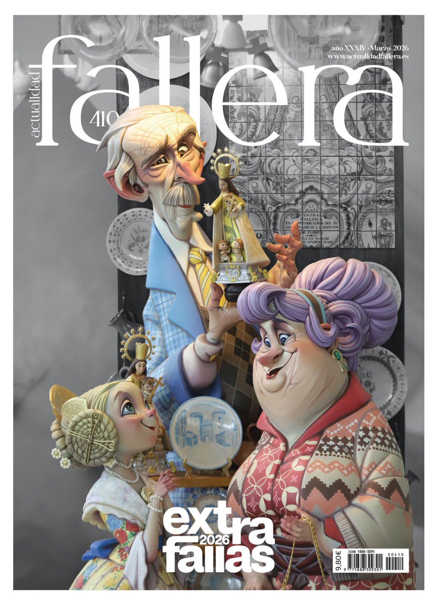 Por segundo año consecutivo, Paco Torres y la comisión de la falla Plaza del Pilar han vuelto a conquistar el reconocimiento que otorga Actualidad Fallera al alzarse con el Premio al Mejor Ninot de Portada 2026.

El EXTRA FALLAS llegará a los quioscos el próximo 27 de febrero