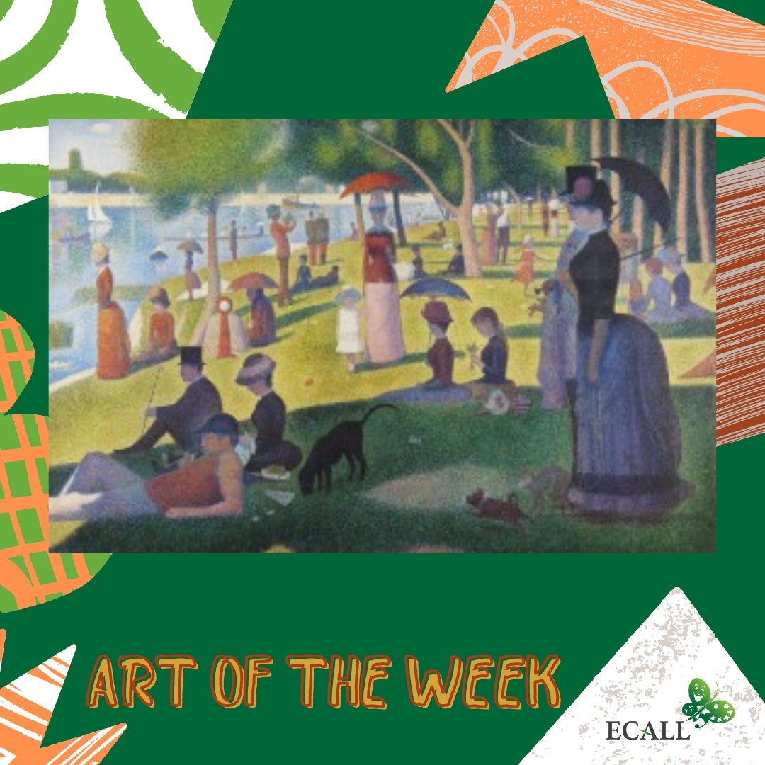 ECALLArtsLit's tweet photo. In A Sunday Afternoon on the Island of La Grande Jatte, Georges Seurat  used pointillism to create the detailed scene. https://t.co/snIrk3Yvpy