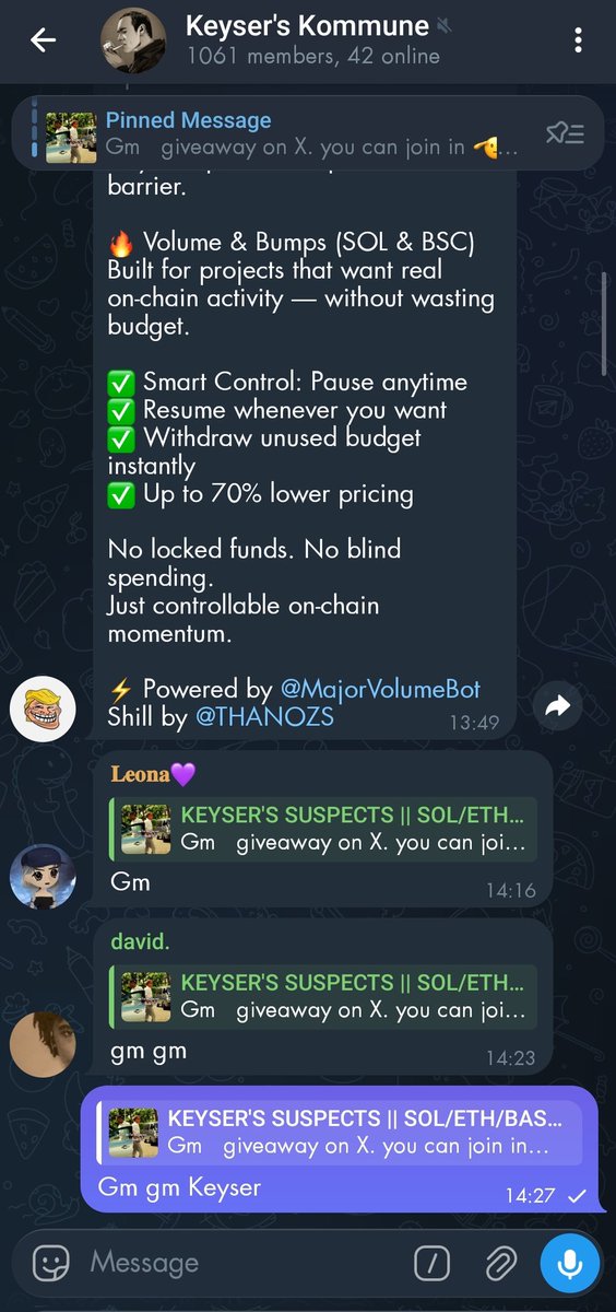 <a href="/KysrCrypto/">Keyser</a> Gm gm Keyser. 
Been a long time follower here on X and in TG. I'm also in both TGs

Tagging frens <a href="/blly_kng2/">Billy King</a> <a href="/cryptking001/">The All-Father</a> <a href="/rektandfine/">Rekt</a> <a href="/STrey_5045/">Stewie Trevor 🆓</a> 

GL to me 

BPdorNvQhD4TaxWWgj2rGyzjjKX4zybGew79V8TyEr8B