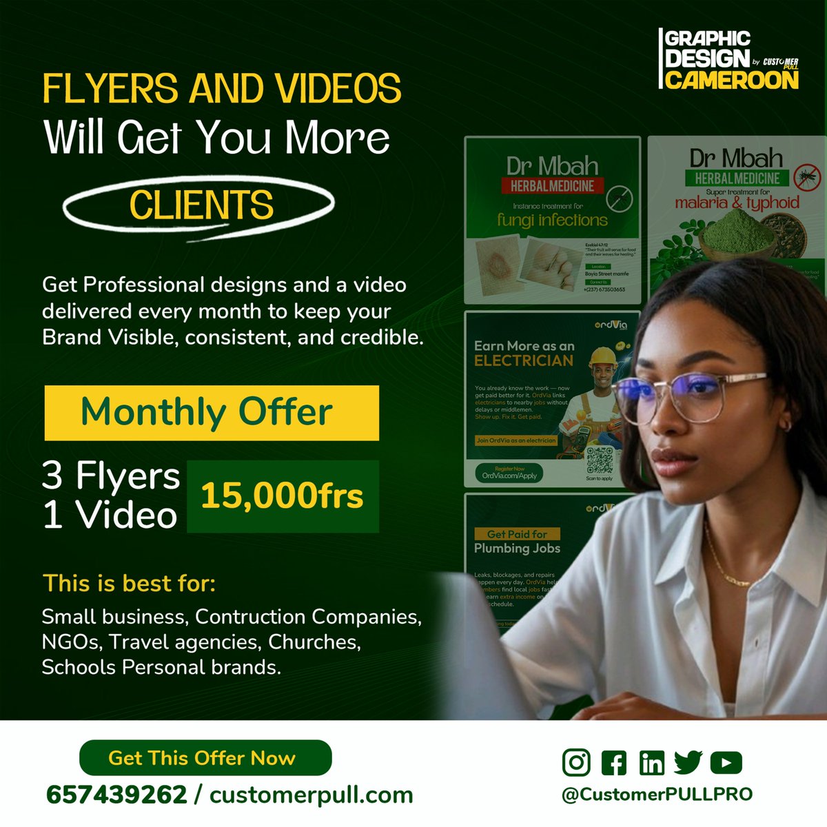 customerpullPRO's tweet photo. If your business is not posting flyers and videos consistently, you’re losing customers to your competitors. Get 3 professional flyers + 1 promo video every month for just 15,000frs.

Stay visible, credible &amp; ahead
6 57 43 92 62
https://t.co/LlDYLRVyJN | Graphic Design Cameroon https://t.co/u6ESCU30Lt