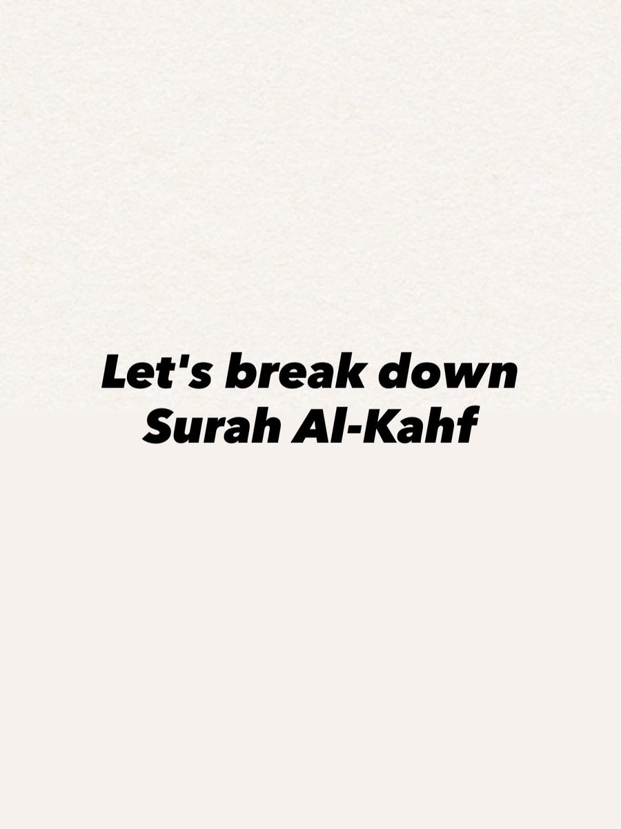 Ahahmdulilah first Fridav of Ramadan Here's a Surah Al-Kahf breakdown.
Four stories. Four tests. One powerful reminder Hold firmly to your faith.

—THREAD 🪡