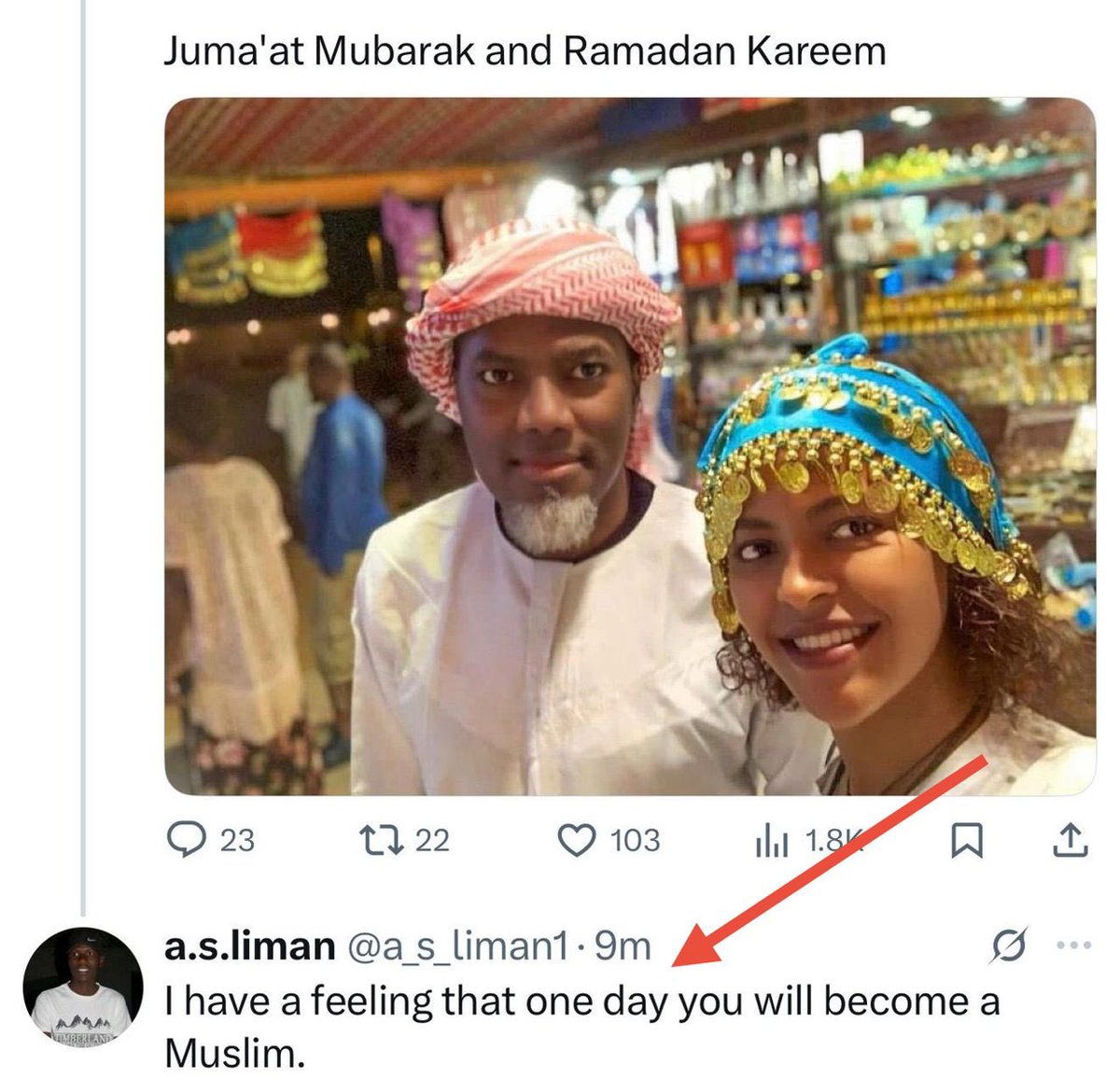 renoomokri's tweet photo. Dear Liman,

Thank you for your feedback. Do you even know what it is to be a Muslim? The word Muslim means 'Submission' in Arabic. Anybody who genuinely submits to God, as they honestly perceive God to be, whether they are adherents of Judaism or Christianity, is automatically a Muslim according to the literal definition of the word المسلمون or al-Muslimūn. 

You, as a muʾmin, do not have a monopoly on that title Muslim. Your exclusivity is in the term Islam, which is a Method of being a Muslim.

It is the same way I will be a fool if I think that Christians have a monopoly on Nabi Isa (Yeshua, Jesus) and His mother, Mariam (Mary). Both of Them are a part of Islamic beliefs. 

This is particularly important when you understand that Prophet Muhammad, Sallallahu Alayhi Wasallam, commanded the faithful to worship the God of Abraham and Moses. 

Between you and me, Liman, there is only a difference in method or approach. But as to destination, there is no difference, because there is only one God. 

I don't believe in the Trinity. I consider it a blasphemous abomination. 

But I believe in and am submitted to the one God, as you do. In that sense, I am a Muslim, although my method of submission is through Orthodox Christianity. 

Thanks again, Liman, Ramadan Kareem and may God bless you. 

Reno Omokri 

Gospeller. Deep Thinker. #TableShaker. #1 Bestselling author of Facts Versus Fiction: The True Story of the Jonathan Years. Hodophile. Hollywood Magazine Humanitarian of the Year, 2019. Business Insider Influencer of the Year 2022. 21st Most Talked About Person in Africa, 2024.
