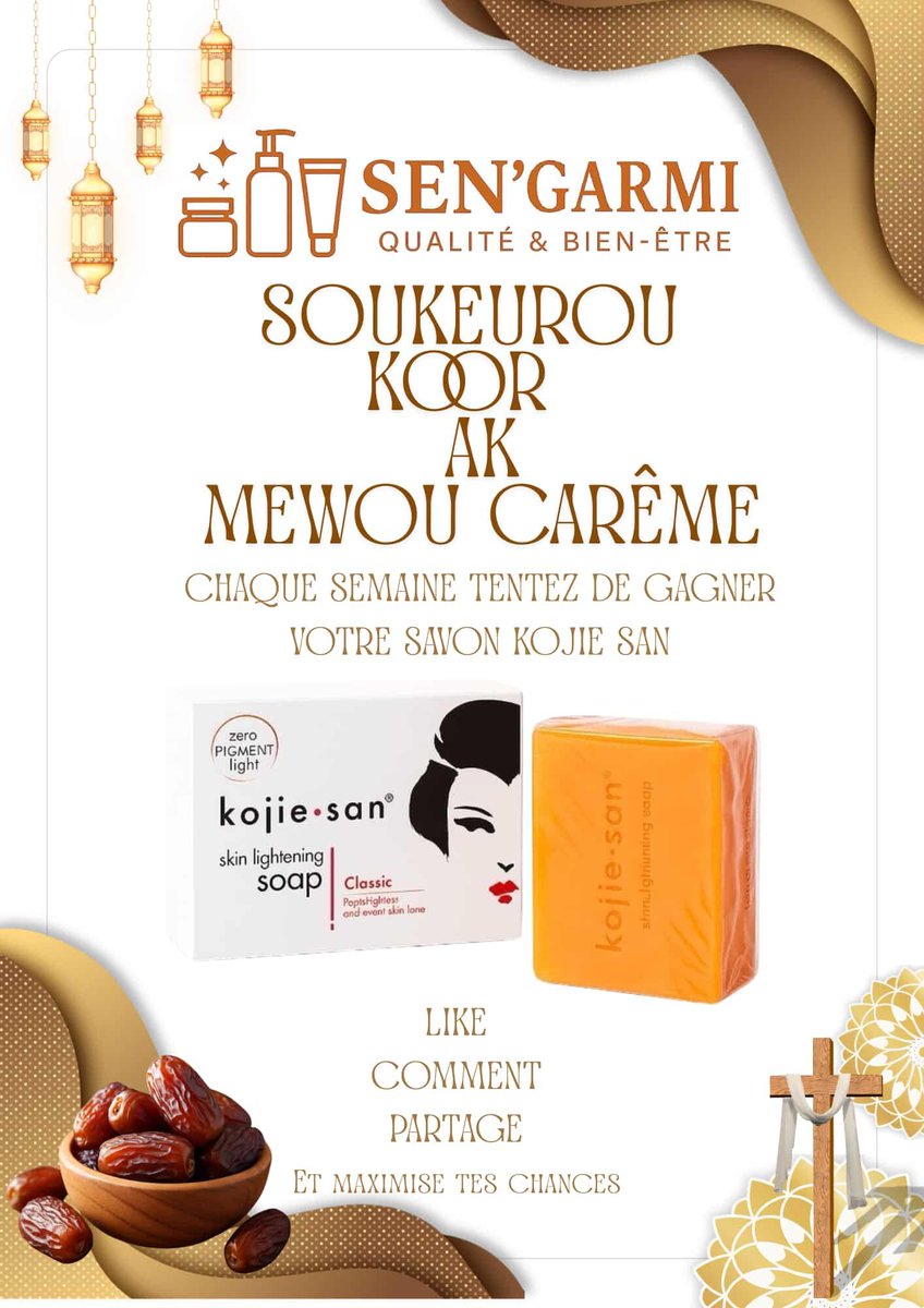 sengarmi's tweet photo. 🎉 JEU CONCOURS 🎉

SOUKEUROU KOOR AK MEEWOU CARÊME 🎁

👉 À gagner : 2xKOJIE SAN 🇰🇷

POUR PARTICIPER 
1️⃣ Like ce post ❤️
2️⃣ Suis notre page
3️⃣ Tag 2 amis en commentaire (plus tu commentes, plus tu as de chances 🍀)

📅 Fin du concours : dimanche soir 
🏆 Gagnant annoncé en story https://t.co/c5TJp6VeXO