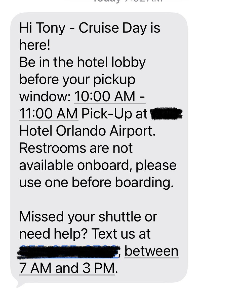 On my way to the Star Trek the Cruise and got this text. Guess I got to hold it the whole week. 😬