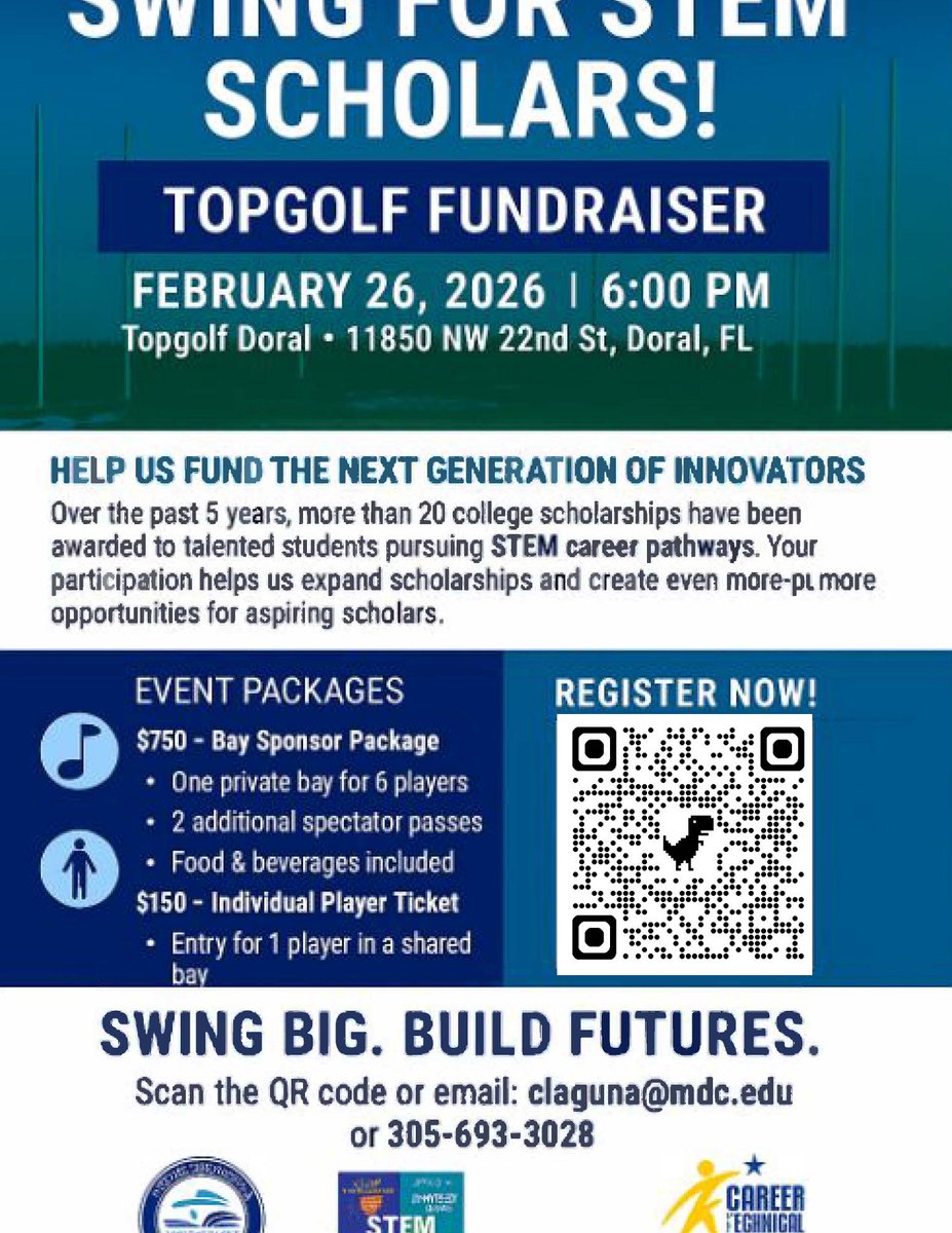 NAFMiami's tweet photo. We're just DAYS away from our Swing for STEM Scholars Top Golf Fundraiser on Feb 26! 
Every swing, every donation, and every share helps empower STEM students in public education.
⏳ Last chance to secure your spot—register today!
 https://t.co/DbGZYH780d https://t.co/y5Y6SpwPKL