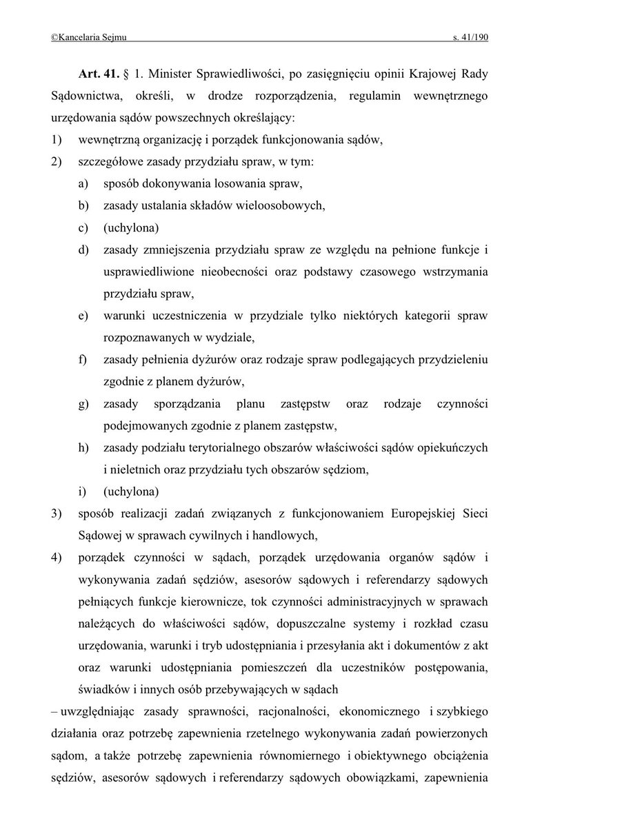 Mało znany fakt: prezydencki projekt zapewnienia prawa do sądu przewiduje, że to Prezydent ma określać sposób losowania spraw, zasady tworzenia składów, zasady dyżurów i zastępstw.
Robi to zmianą słów w ustawie o ustroju sądów "Minister Sprawiedliwości" na "Prezydent RP".
Dobre!