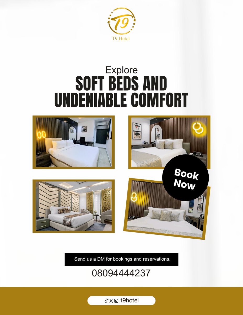 t9_hotel's tweet photo. Sometimes all you need is a quiet room, a comfortable bed, and a place that feels just right.👌🎉
Welcome to T9 Hotel, where your stay is made perfect.

#BookNow
#T9HotelAndApartments
#HotelLife
#ComfortStay
#RelaxAndUnwind
#HomeAwayFromHome
#BookNow https://t.co/TslFcRobK1