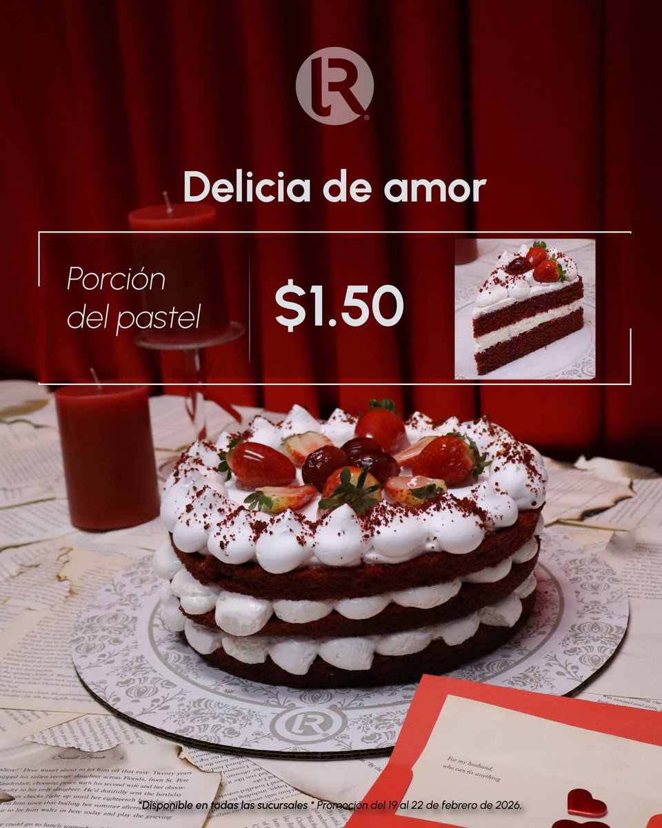 Hay días que necesitan un toque especial… ❤️
Y nuestra  porción de pastel Delicia de amor Red Velvet es justo lo que necesitas. ✨
📍Visítanos en tu sucursal favorita y disfruta tu momento