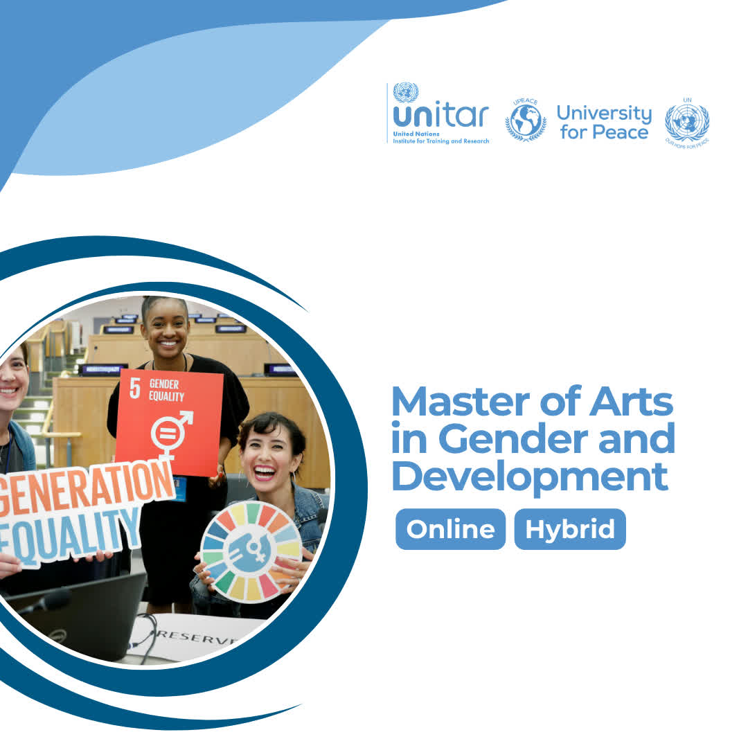 UPEACE's tweet photo. Turn your commitment to gender equality into global impact.
The @UPEACE + @UNITAR MA in Gender and Development prepares you to lead inclusive change worldwide, with flexible online/hybrid study options.
Apply now 👉 https://t.co/oTokxCyprK
#GenderAndDevelopment #ChooseUPEACE #GlobalImpact #ApplyNow