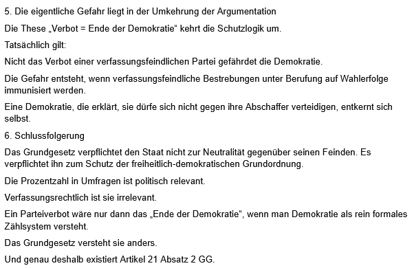 So ist das mit dem Parteiverbotsverfahren. Da kann die AfD und ihre Stolzottos deuteln, wie sie will. Egal, wie viele Wähler sie haben. Verfassungsfeinde gehören verboten. PUNKT!
#AfDVerbotsverfahren2026