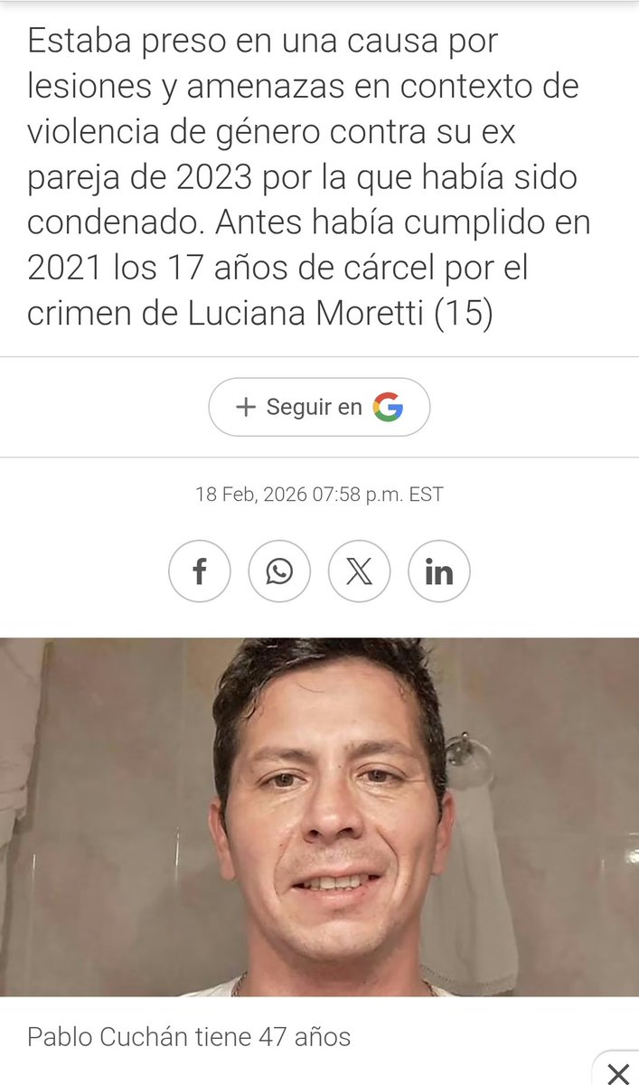 #ponlescara #poblesnombre  Pablo Víctor Cuchan de 47 años que asesinó, descuartizó e incineró a Luciana Moretti cuando era una adolescente (cumplió 11 de 17 años de prisión) Recientemente (2023) fue acusado de maltratar a su última pareja. ANDA SUELTO y tiene Tinder