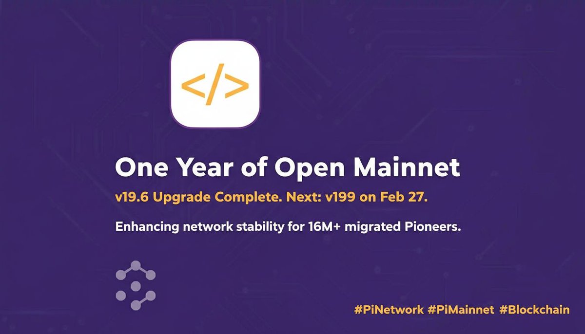okere_eberechi's tweet image. One year of Open Mainnet is just the start. With the v19.6 upgrade complete, all eyes are on v19.9 for Feb 27. This next step is crucial for enhancing network stability for our 16M+ migrated Pioneers. Continuous improvement is our roadmap. #PiNetwork #PiMainnet #Blockchain
