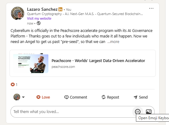 CHAIN_RAPTOR's tweet photo. 🚀 Exciting news! I've been accepted into the Peachscore Accelerator Program as part of Cohort 28! 🍑 Ready to supercharge my startup journey with incredible mentors, investors, and an amazing community.  #PeachscoreAccelerator. https://t.co/e1yatMbWUI