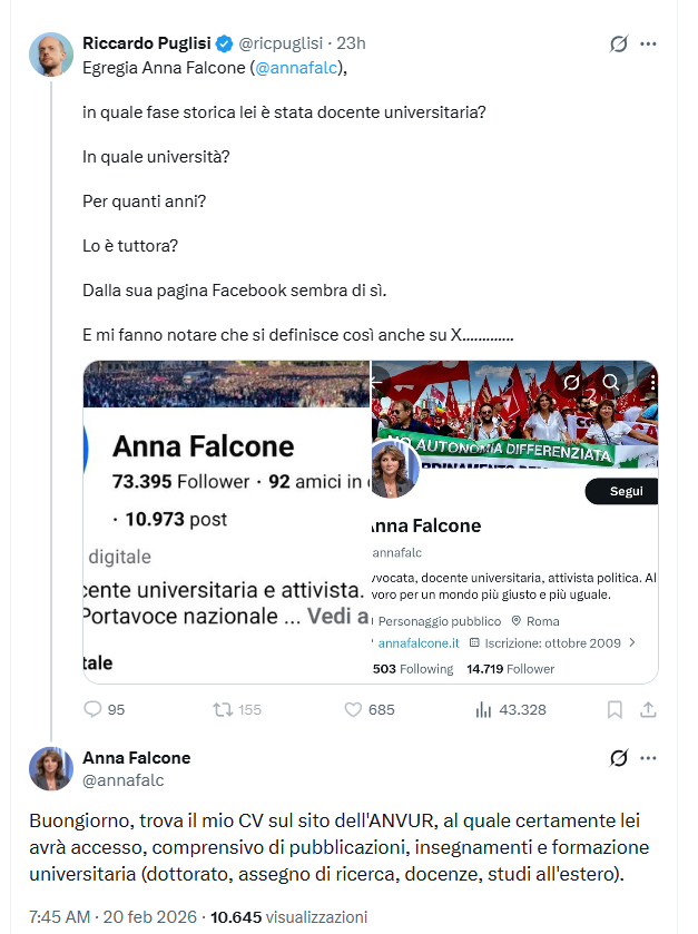 Quando non veste i panni di qualcun'altra, Puglisi, in certe figure di merda, preferisce metterci la faccia.