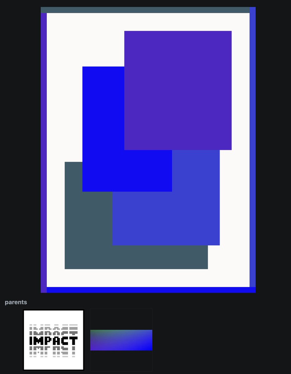 Once we expanded into distinct and evolving geographic patches, we began to adopt agricultural, industrial and medicinal practices that had a variety of consequences. These are represented by the Impact series of 16 pieces.

Another abstract series-- there's no clear telling