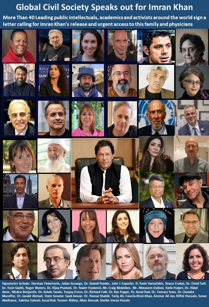 PTIofficial's tweet image. The world is watching!

Global Civil Society Demands Imran Khan's Release

Over 40 prominent intellectuals, academics, lawmakers, artists, and human rights defenders worldwide demand IK's immediate release, plus urgent, unrestricted family and independent medical access.