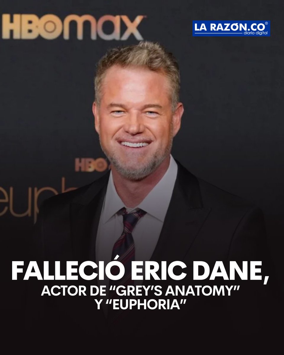 LaRazonCo's tweet photo. El actor estadounidense Eric Dane murió el jueves 19 de febrero de 2026 a los 53 años, meses después de revelar que padecía esclerosis lateral amiotrófica (ELA). La noticia fue confirmada mediante un comunicado difundido por su equipo de relaciones públicas. En el mensaje se indicó que falleció tras una valiente lucha contra la enfermedad.

Dane fue ampliamente reconocido por interpretar al doctor Mark Sloan, conocido como “McSteamy”, en la serie Grey's Anatomy. También dio vida a “Cal Jacobs” en la producción de HBO Euphoria, donde encarnó a un personaje complejo que marcó a nuevas generaciones de espectadores.

El comunicado señaló que el actor pasó sus últimos días acompañado por su esposa, la actriz Rebecca Gayheart, y por sus hijas Billie y Georgia. Su familia pidió respeto y privacidad durante este momento de duelo. El mensaje destacó que Dane siempre agradeció el cariño de sus seguidores.

Nacido en San Francisco en 1972, debutó en televisión en 1993 en la serie The Wonder Years. A lo largo de su carrera participó en producciones como Charmed y The Last Ship. También actuó en películas como Marley & Me, Valentine’s Day y Burlesque.

La muerte del actor generó tristeza en la industria del entretenimiento y entre sus fanáticos. Su legado quedó ligado a personajes que marcaron la televisión de las últimas dos décadas.
