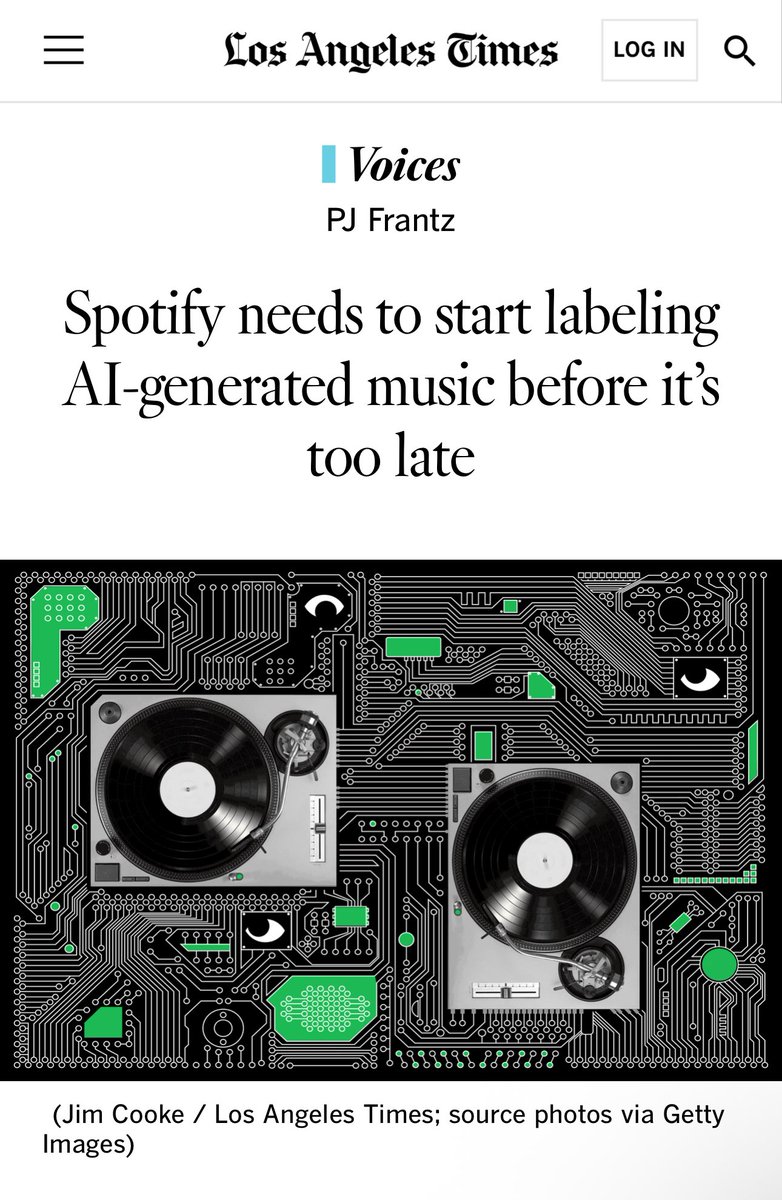 “Spotify needs to start labeling Al-generated music before it's too late”

IT IS TOO LATE.

“Sienna Rose has achieved a level of breakout stardom envied by musicians everywhere. Over the last four months, she’s developed a fan base of more than 4 million monthly Spotify