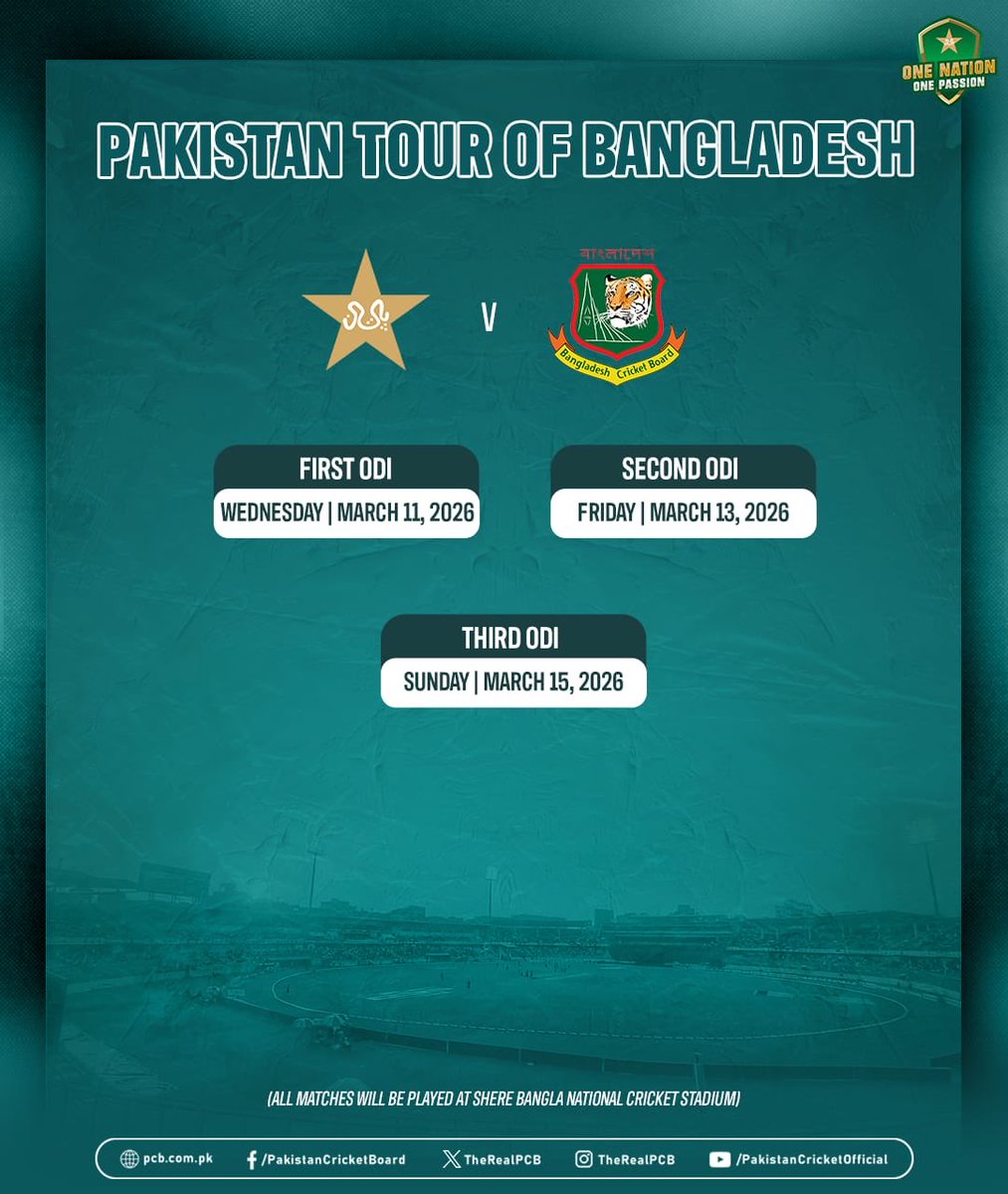Bangladesh to host Pakistan for 3 ODI next month at Dhaka