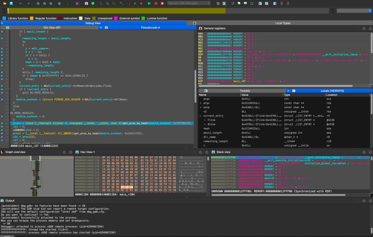 here is IDA debugging a PE file being emulated by the Speakeasy Windows system emulator.