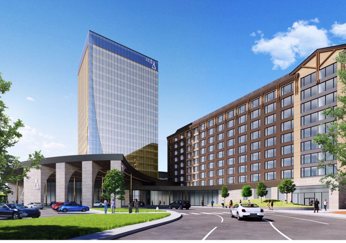 bari_chef's tweet image. A 10-story tower , 18-floor, $200M expansion in #YEG w/ 230 rooms featuring walk-in showers &amp;amp; tubs. 🛁 Pool &amp;amp; slides coming Spring 2027! #RiverCree #YEGConstruction #ChefBari #architecture