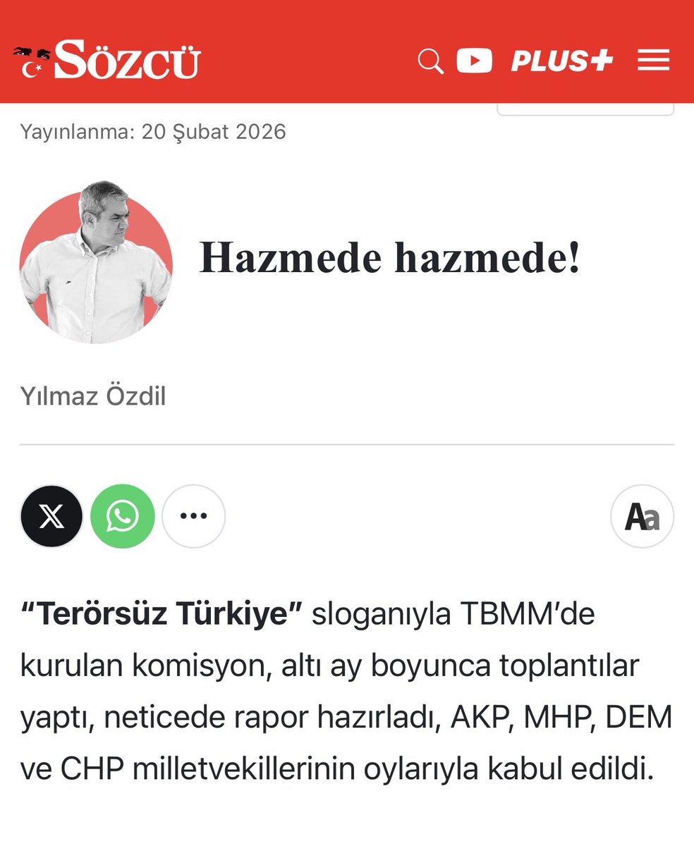 İTIRAZIM VAR
Sayın <a href="/Yilmaz_Ozdill/">Yılmaz ÖZDİL</a> bugün <a href="/gazetesozcu/">Sözcü</a> köşesinde “hazmede hazmede” başlıklı 
yine kıymetli bir yazı kaleme almış. Fakat bana göre yazının sonunda yazması gereken en önemli paragrafı yazmamış. 
Öncelikle ülkemizdeki açılım saçılım süreçlerini lu son komisyondan çıkan