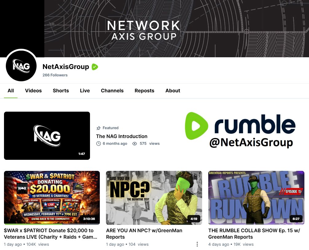 The NAG Rumble channel is pumping out content - Check it out for weekly streams, videos, and more!