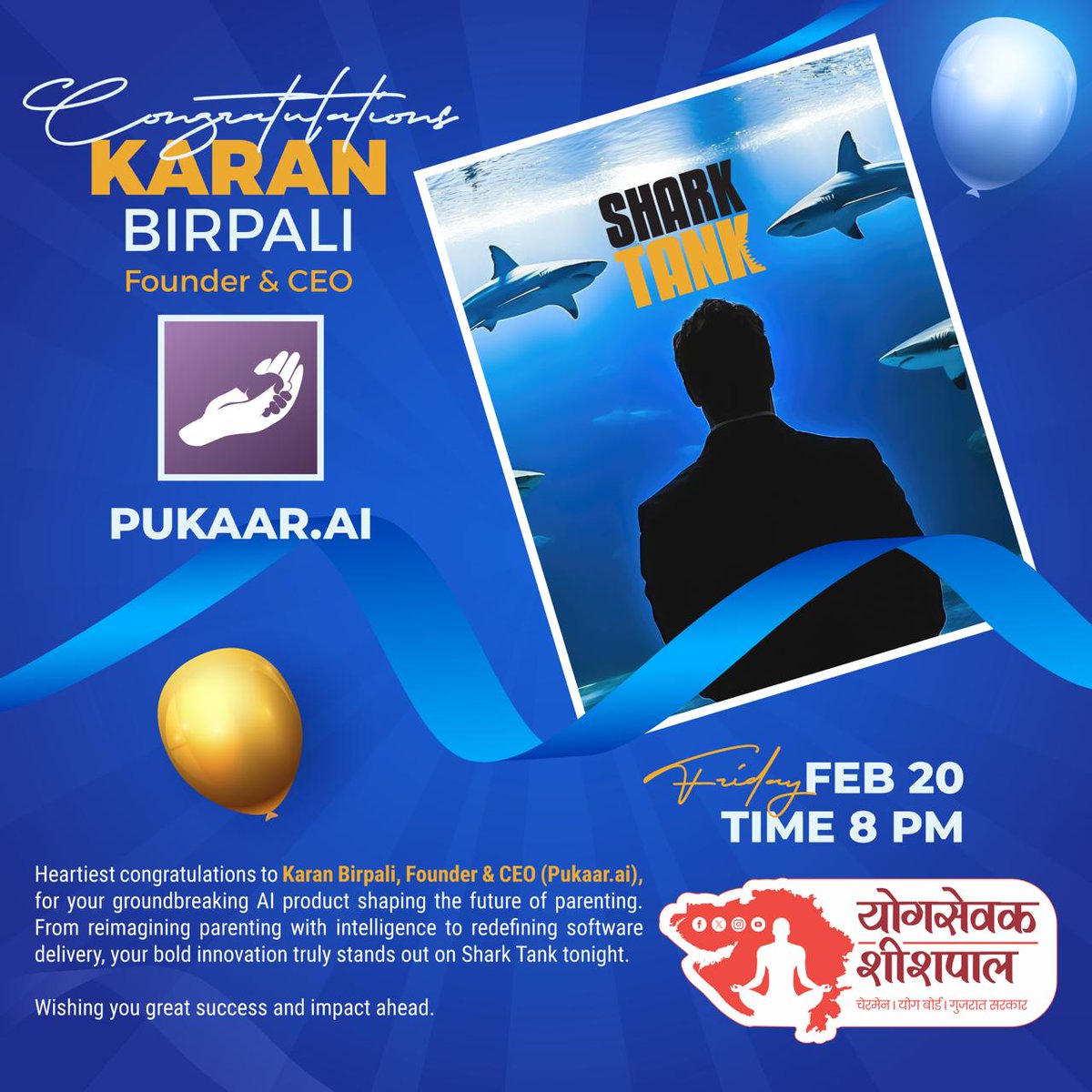 Heartiest congratulations to Karan Birpali, Founder &amp; CEO (Pukaar.ai), for your groundbreaking AI product shaping the future of parenting. From reimagining parenting with intelligence to redefining software delivery, your bold innovation truly stands out on Shark