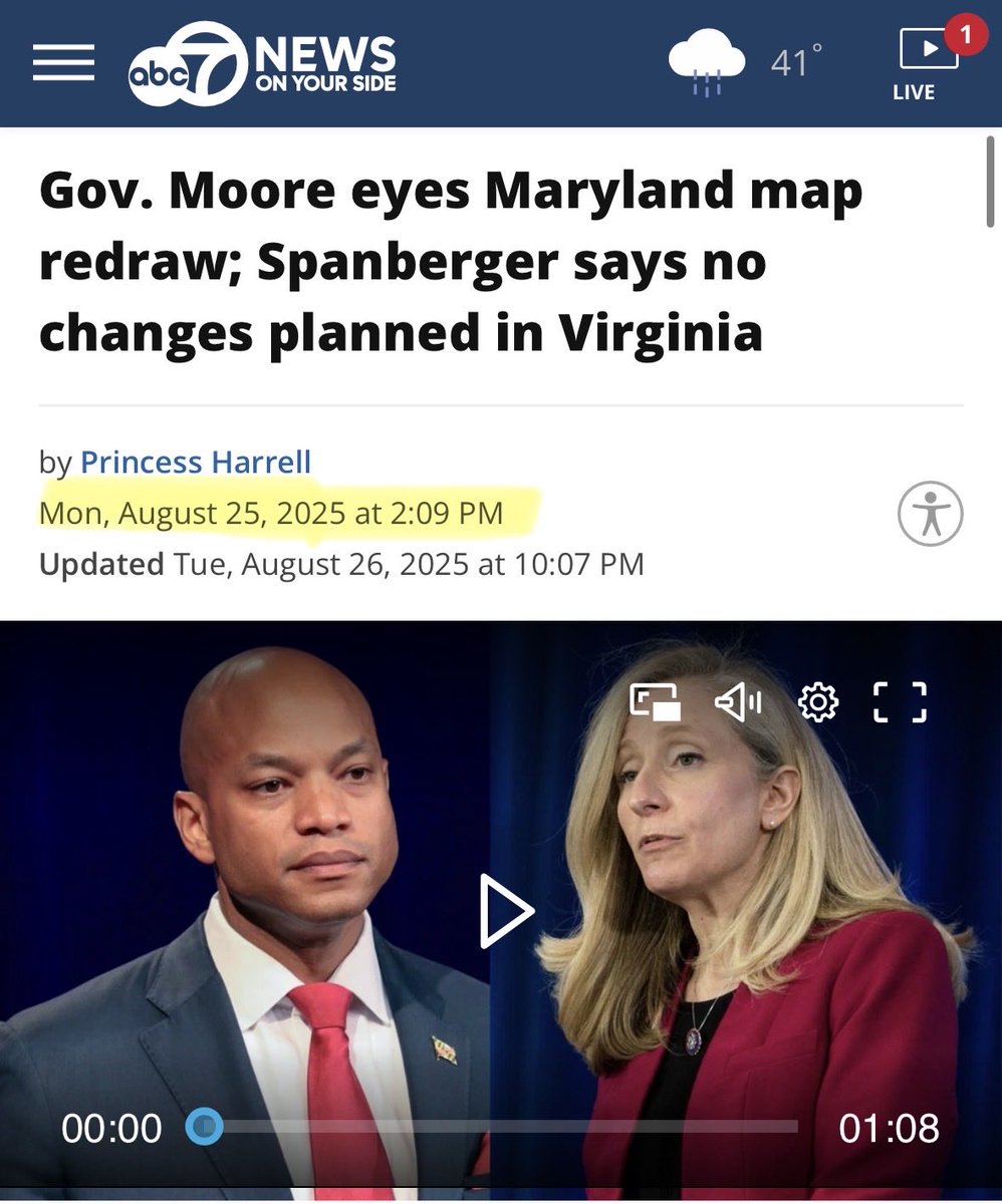 VA_GOP's tweet image. “I have no plans to redistrict Virginia.” 
— Abigail Spanberger, August 25, 2025

A liar and a fraud.