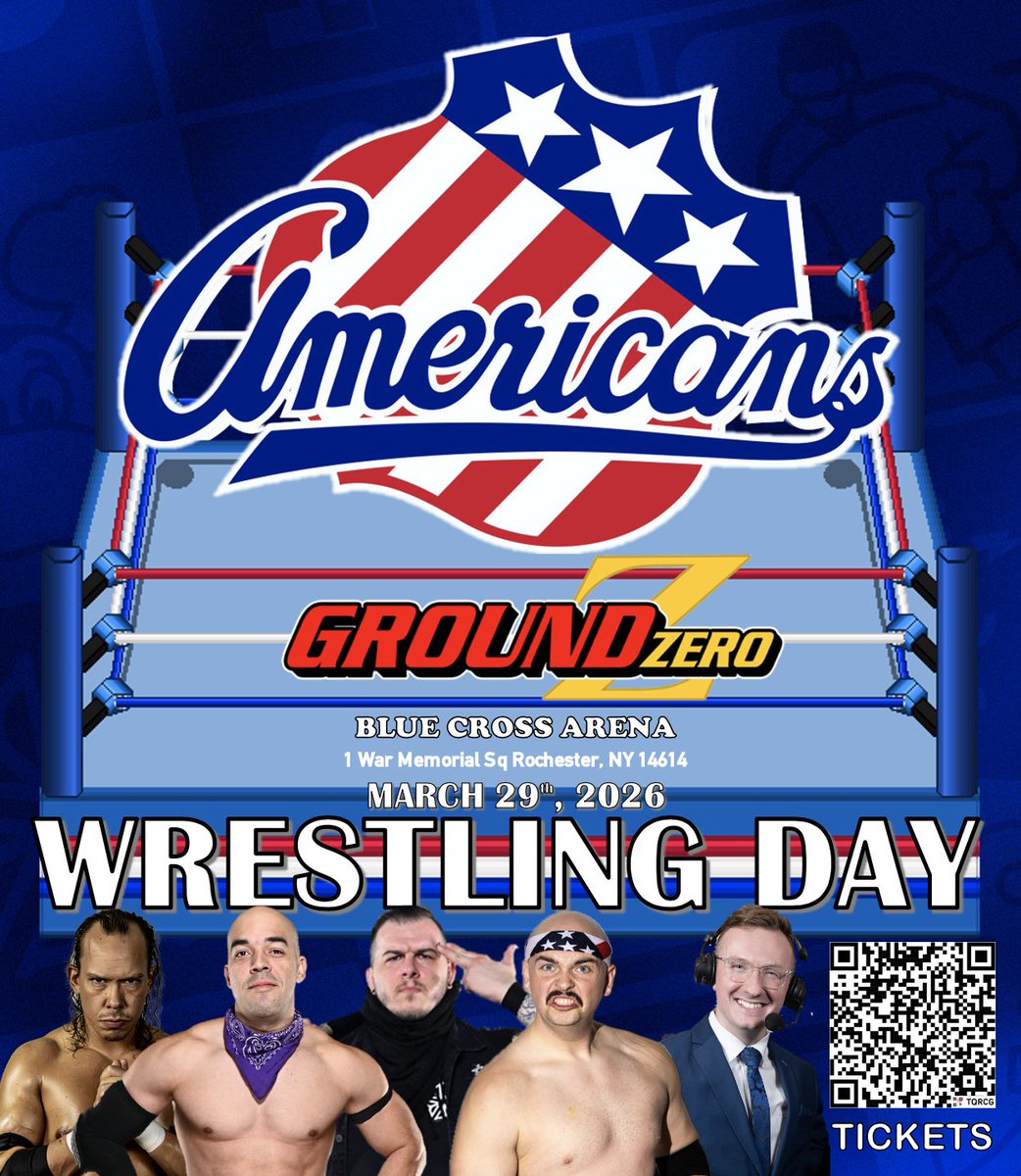 Ground_Zero585's tweet photo. We’re teaming up again with the Rochester Americans for this year’s Wrestling Day at the Blue Cross Arena!

Grab tickets here
https://t.co/NChYkR31OG

#GroundZero #RespectTheCraft #RochesterNY #RochesterAmericans https://t.co/a03ynKquXa