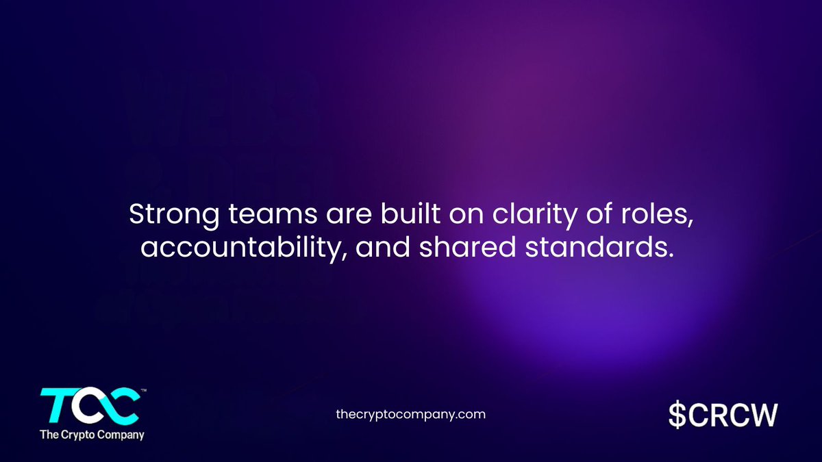 Strong teams are built on clarity of roles, accountability, and shared standards. 

#Leadership #OTC $CRCW