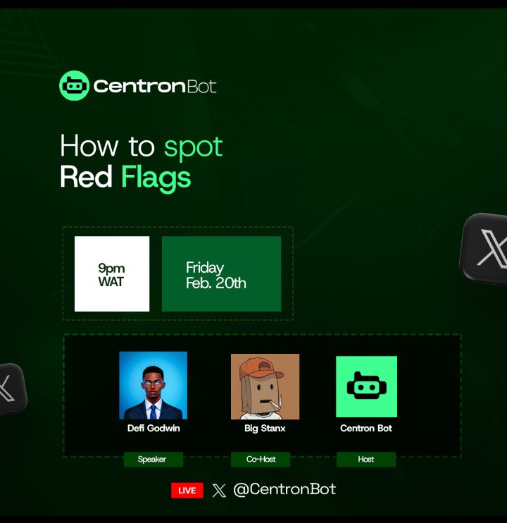 Red Flags Don't Wave Themselves, Spot Them Before They Rug You! Join us TONIGHT at 9PM WAT
x.com/i/spaces/1MJgN…