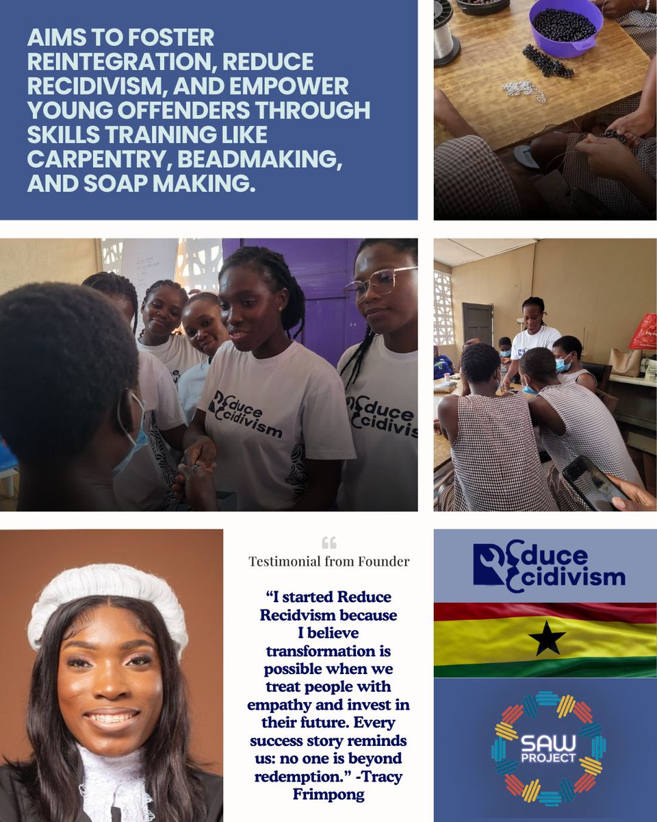 Welcome Reduce Recidivism Ghana as our newest partner! 🇬🇭

We’re scaling impact and advocating for human dignity within the legal system.

Learn more about their: buff.ly/kW6E6MK 

Visit SAW to make an impact: sawproject.org  

#SAWProject #ReduceRecidivismGhana