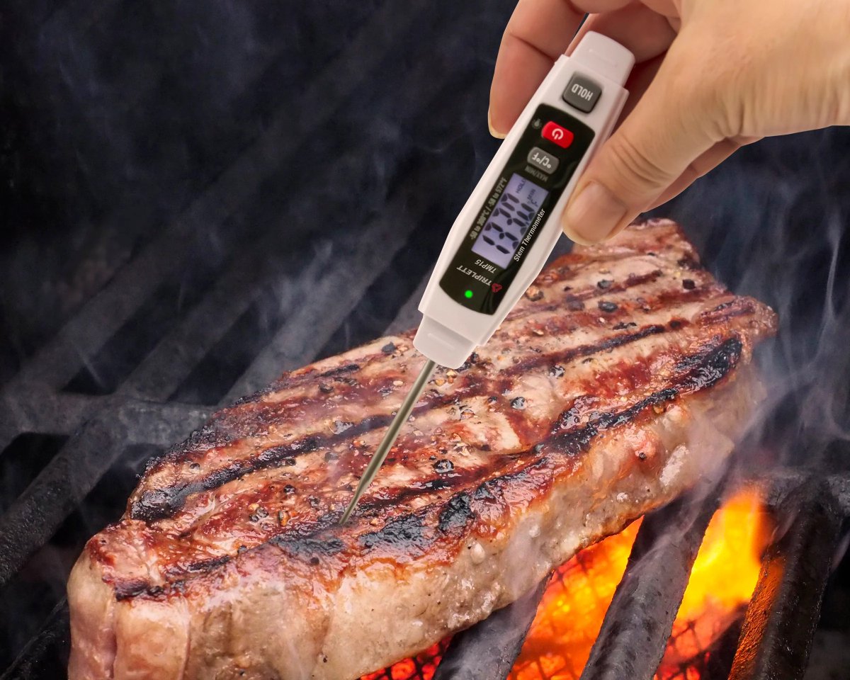 Triplett TMP15 Stem Thermometer: 2.5” food-grade SS probe (0.08mm tip), 1-sec response, -58 to 572°F range, 0.1° resolution, ±1.8°F accuracy. Perfect for liquids &amp; semi-solids. Learn more: bit.ly/3Zgymkt