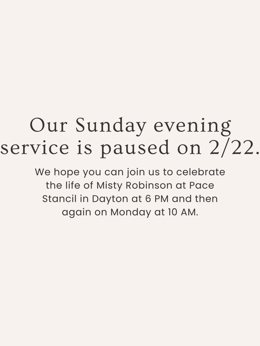 OldRiverAG's tweet photo. Our Sunday evening service is paused tonight 2/22. We hope you can join us to celebrate the life of Misty Robinson at Pace Stancil in Dayton at 6 PM and then again on Monday at 10 AM. Click the link below for more details.
https://t.co/TQu2gjMhkC https://t.co/a4BkhD6FIx